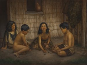 Maori Children playing Knucklebones