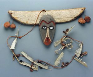 Model of a mask, Op le meket sarik, originally made of turtle-shell.