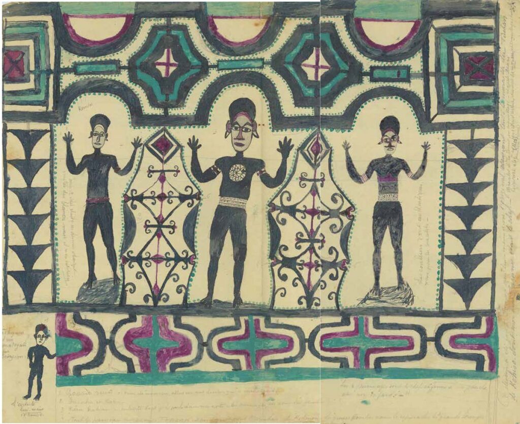 Drawing of chief, wife and child